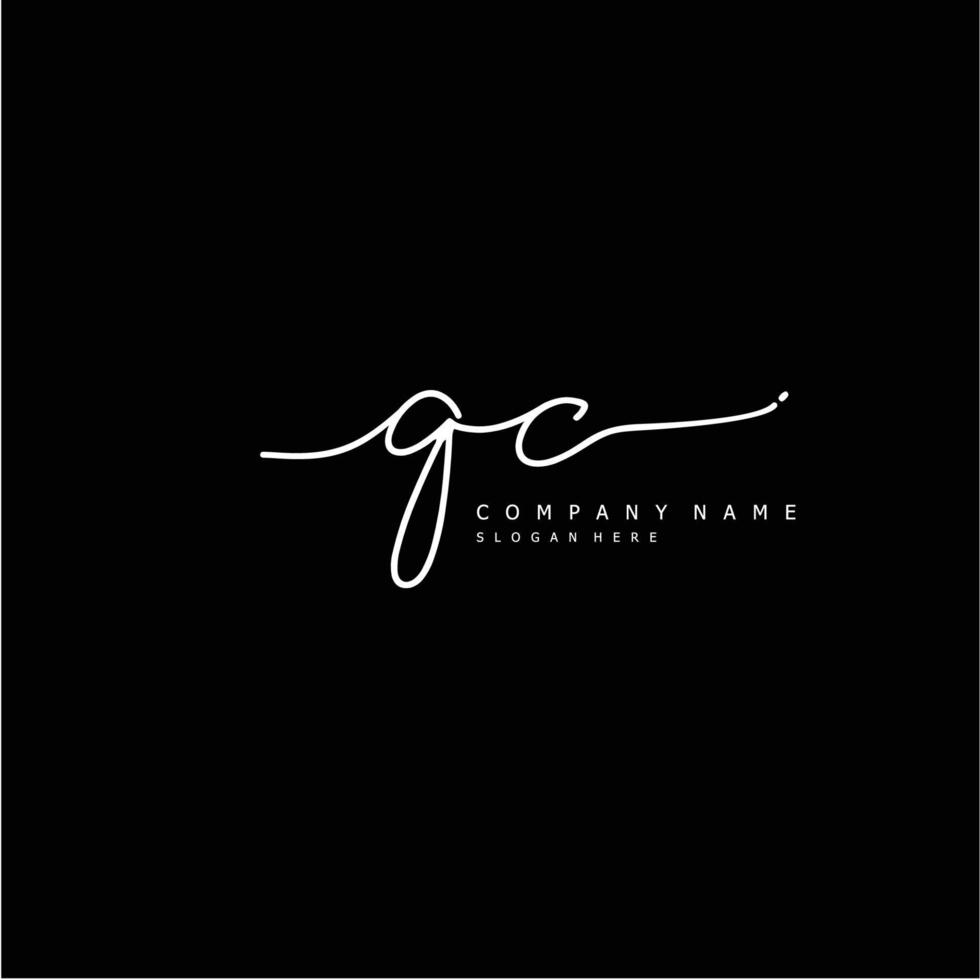Initial QC handwriting of signature logo vector