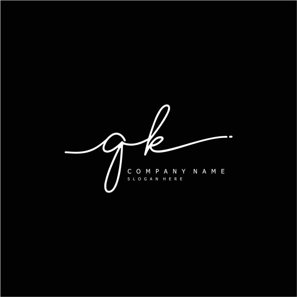 Initial QK handwriting of signature logo vector