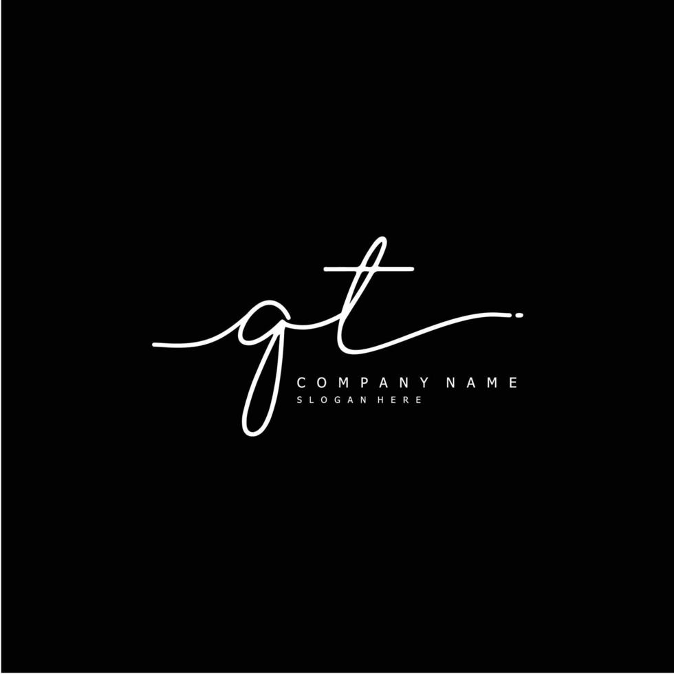 Initial QT handwriting of signature logo vector