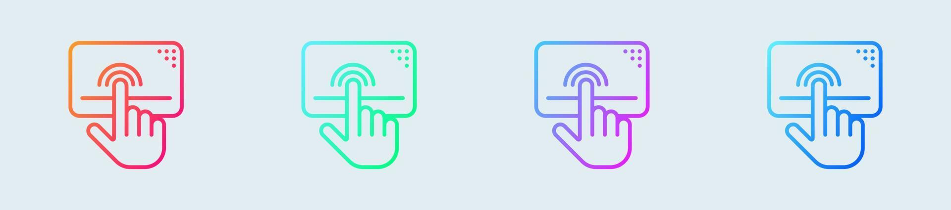 Mousepad line icon in gradient colors. Finger signs vector illustration.