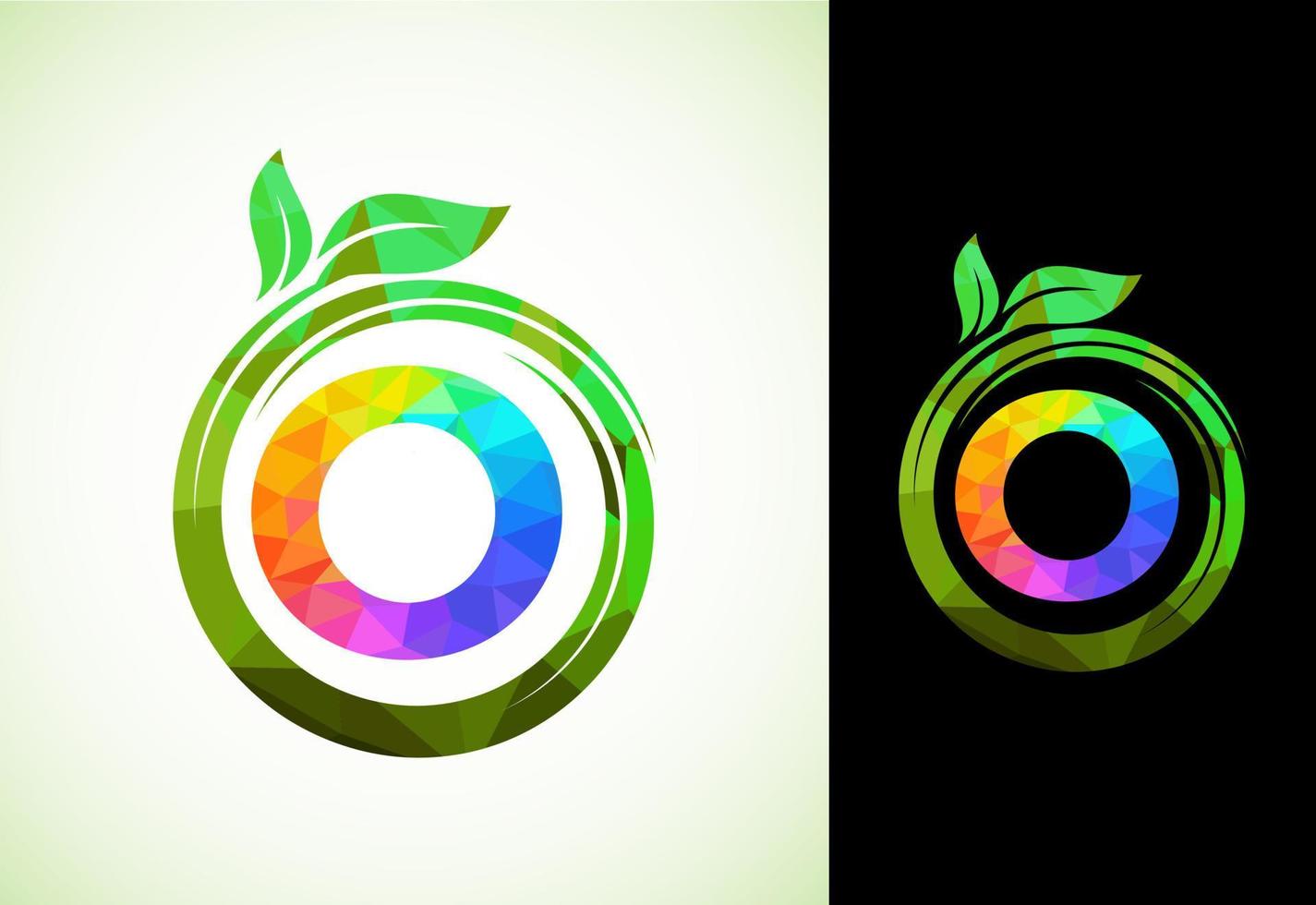 poligonal alfabeto o en un espiral con verde hojas. naturaleza icono firmar símbolo. geométrico formas estilo logo diseño para negocio cuidado de la salud, naturaleza, granja, y empresa identidad. vector