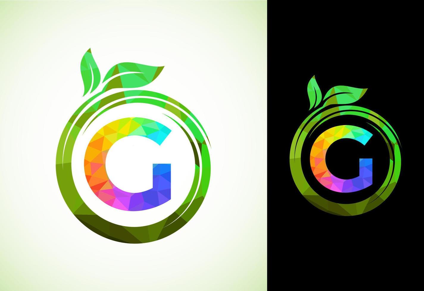 poligonal alfabeto sol en un espiral con verde hojas. naturaleza icono firmar símbolo. geométrico formas estilo logo diseño para negocio cuidado de la salud, naturaleza, granja, y empresa identidad. vector