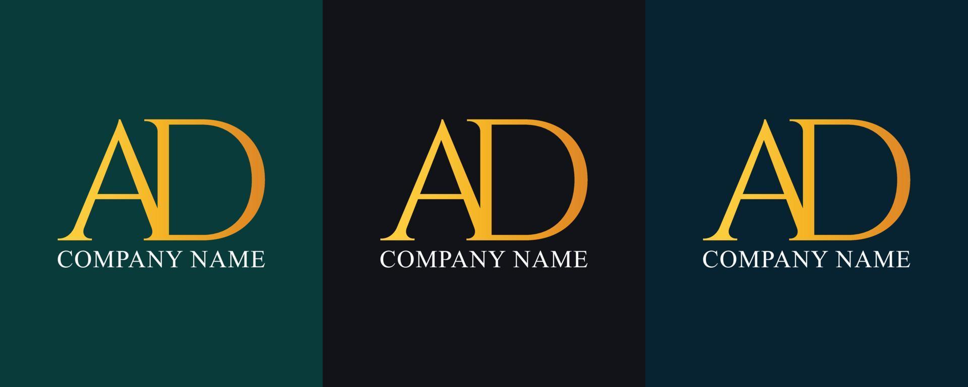 AD letter clean modern luxury and minimalist logo brand identity design vector