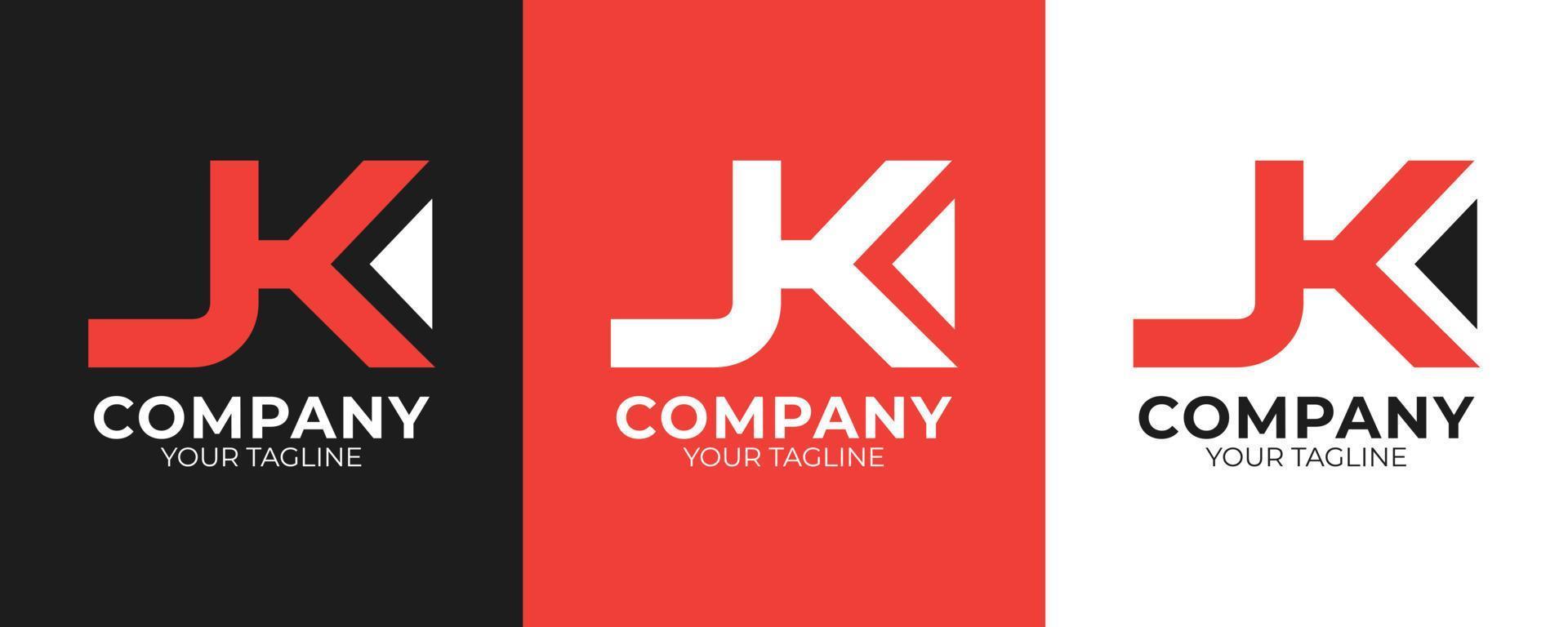 JK letter clean modern and minimalist logo brand identity design vector
