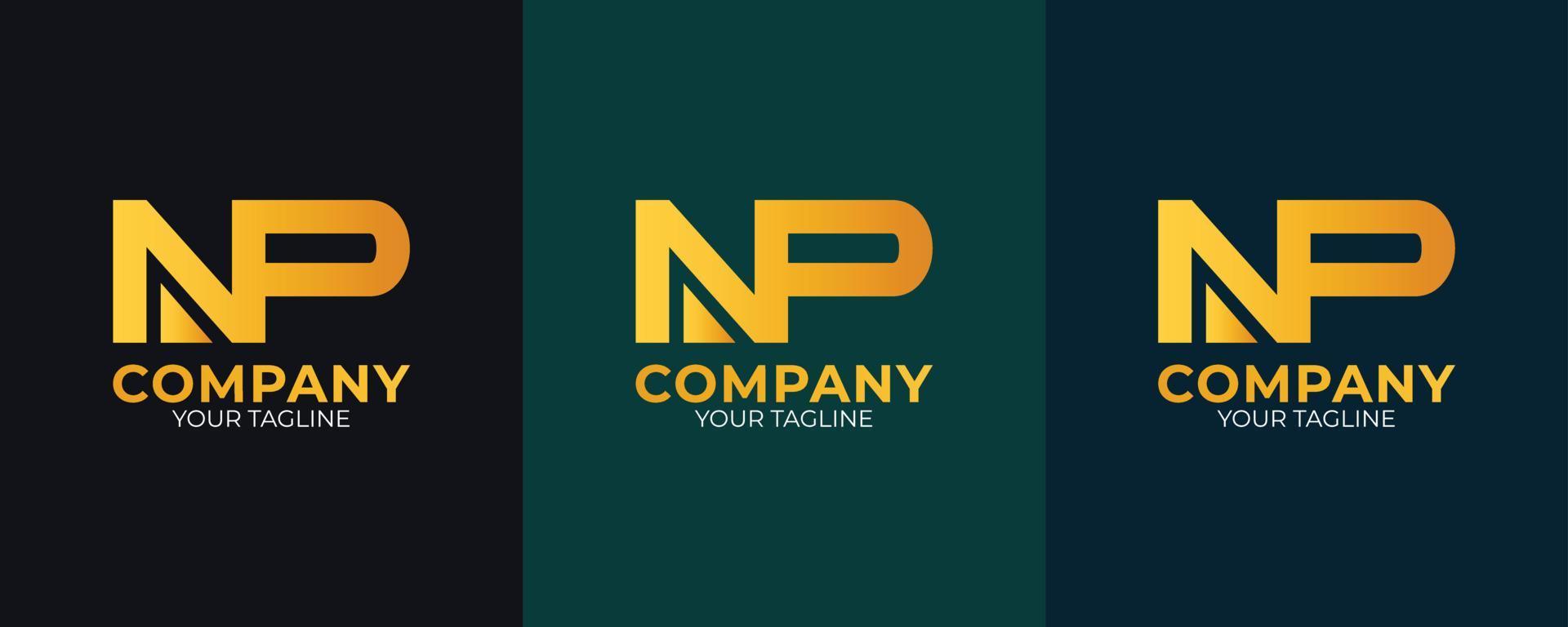 NP letter business clean modern luxury and minimalist logo brand identity design vector