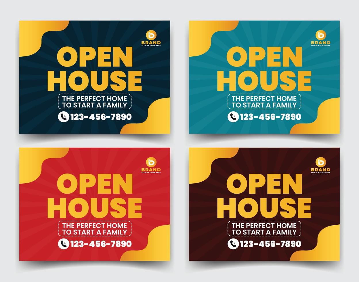 Home sale business real estate company ads, yard sign, signage design vector template for outdoor advertising multiple colors