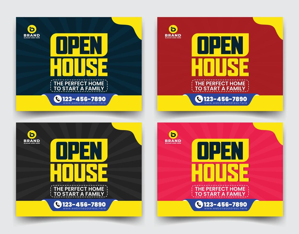 Home sale real estate business company yard sign, ads, signage design vector template for outdoor advertising multiple color version