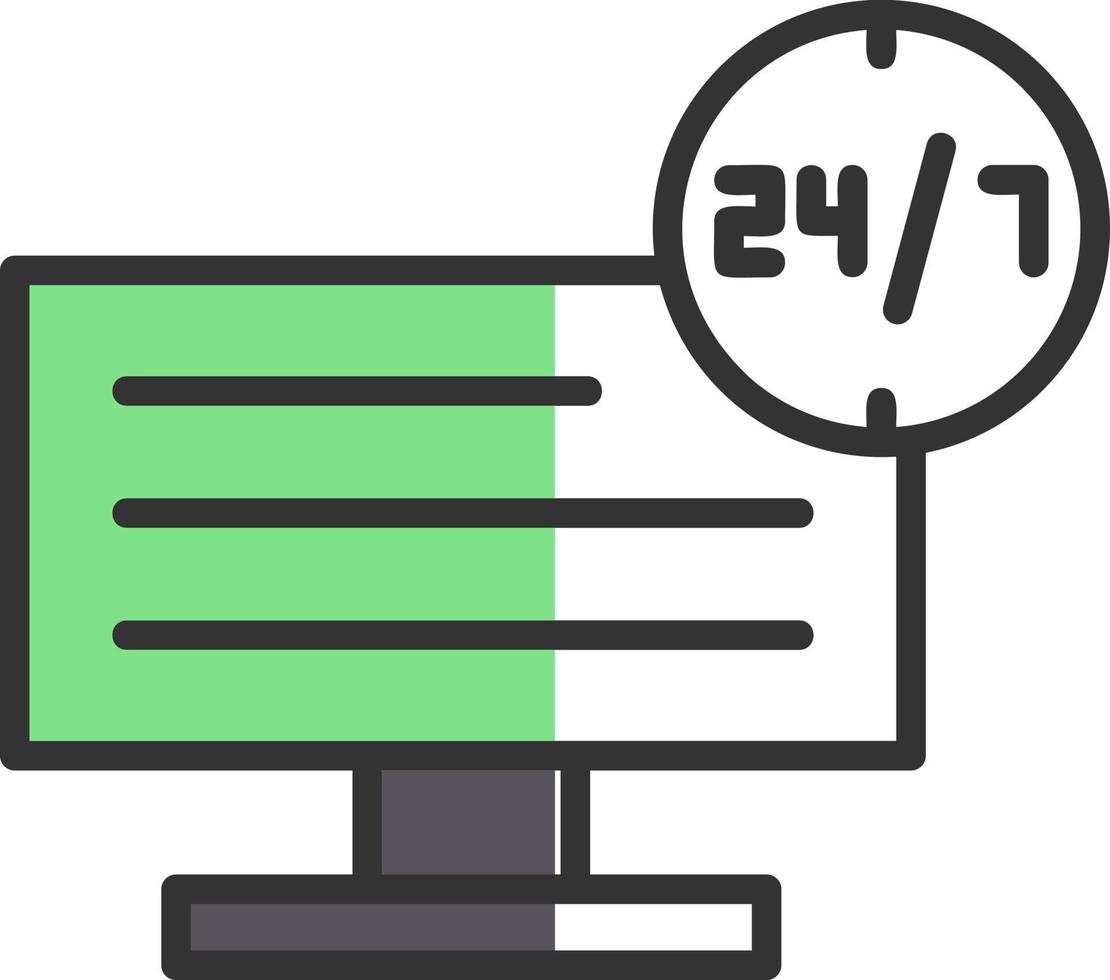 24 7 Monitoring Vector Icon Design