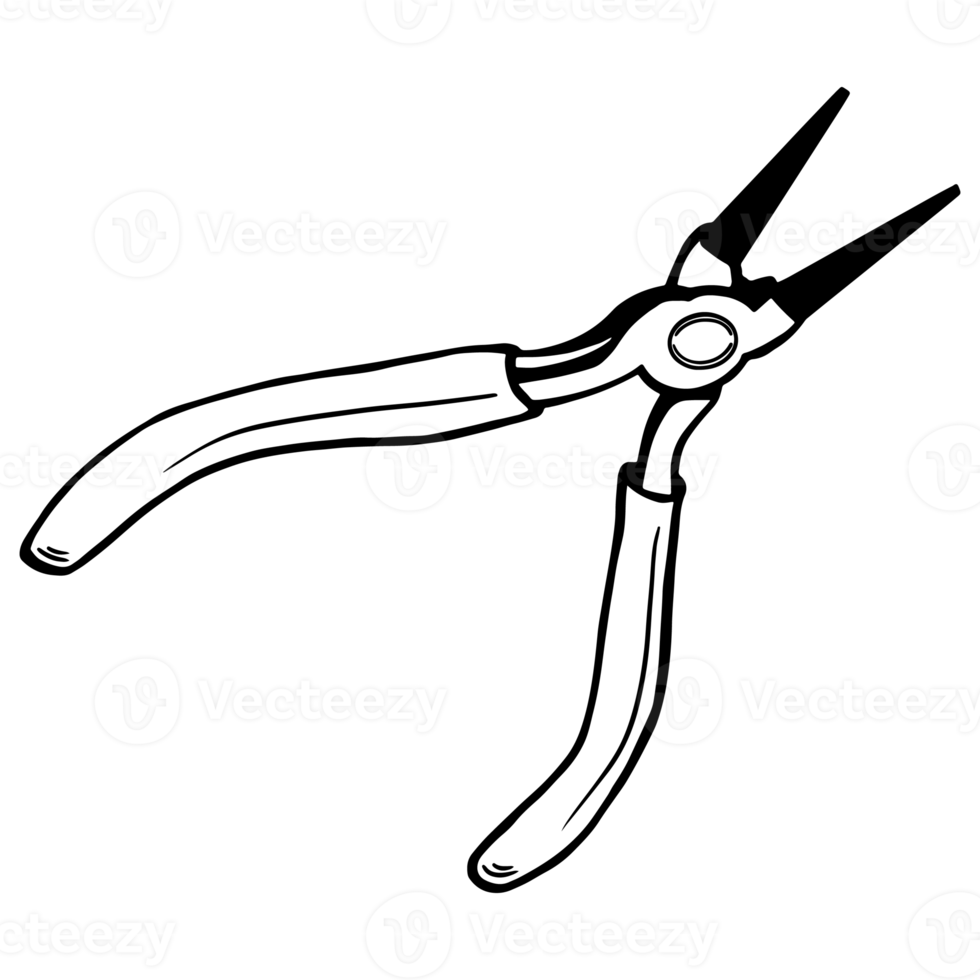 Pliers outline, Hand drawn outline illustration, Construction and