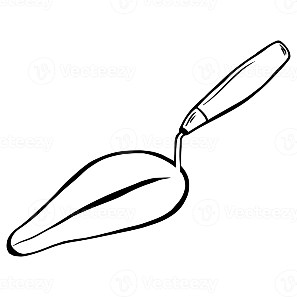 Harling truelle contour, béton truelle contour, main tiré contour illustration, construction et savoir-faire outil élément png