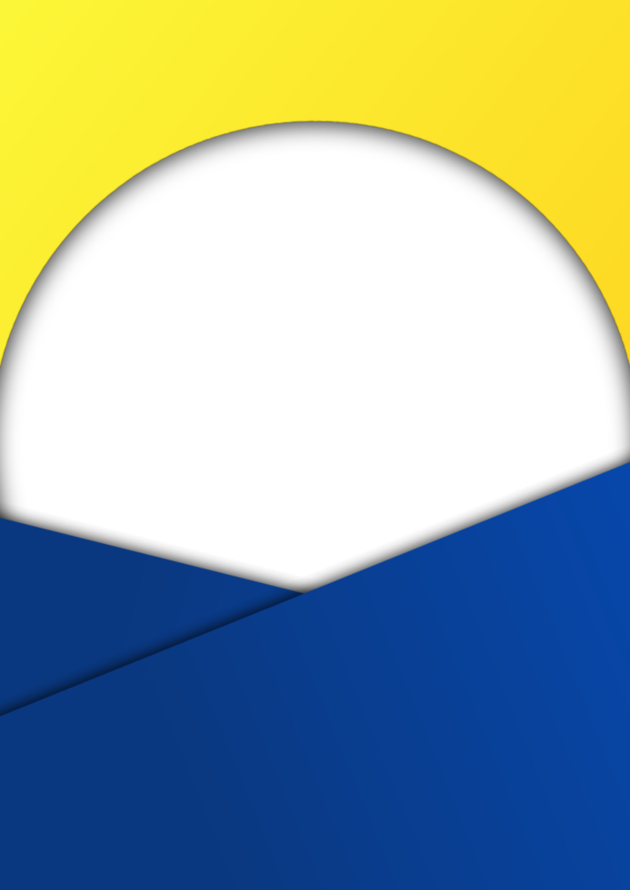 semplice e elegante aviatore o manifesto modelli sfondo con blu e giallo principale colori. a disposizione trasparente cerchio forma per Immagine e testo spazio. adatto per pubblicità e promozione. png