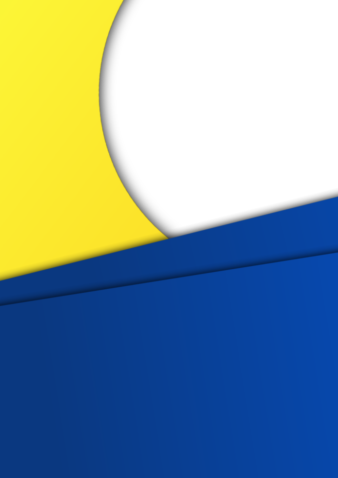 simples e elegante folheto ou poster modelos fundo com azul e amarelo a Principal cores. acessível transparente círculo forma para imagem e texto espaço. adequado para publicidade e promoção. png