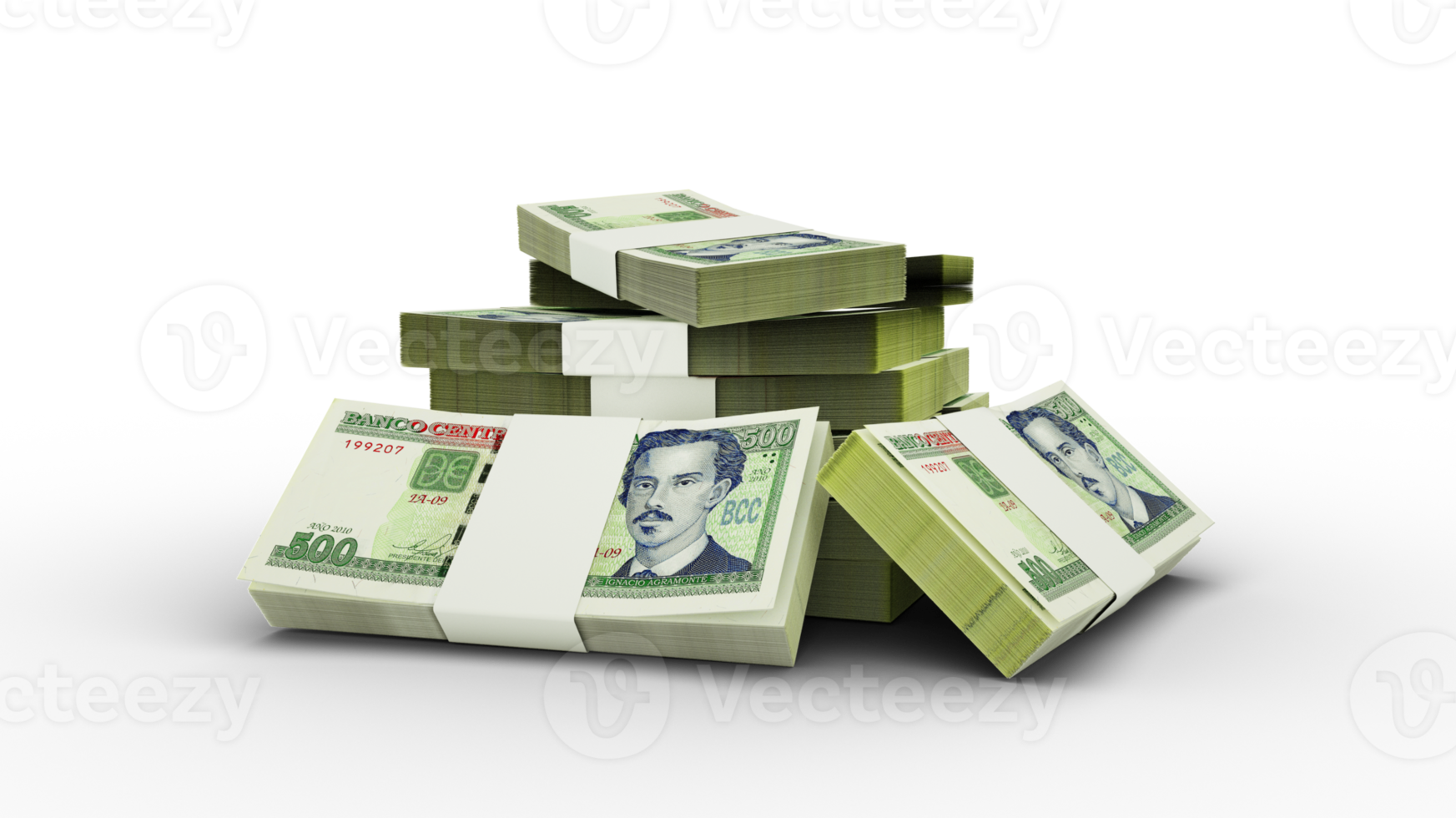 3d rendering of Stack of Cuban Peso notes. bundles of Cuban currency notes png
