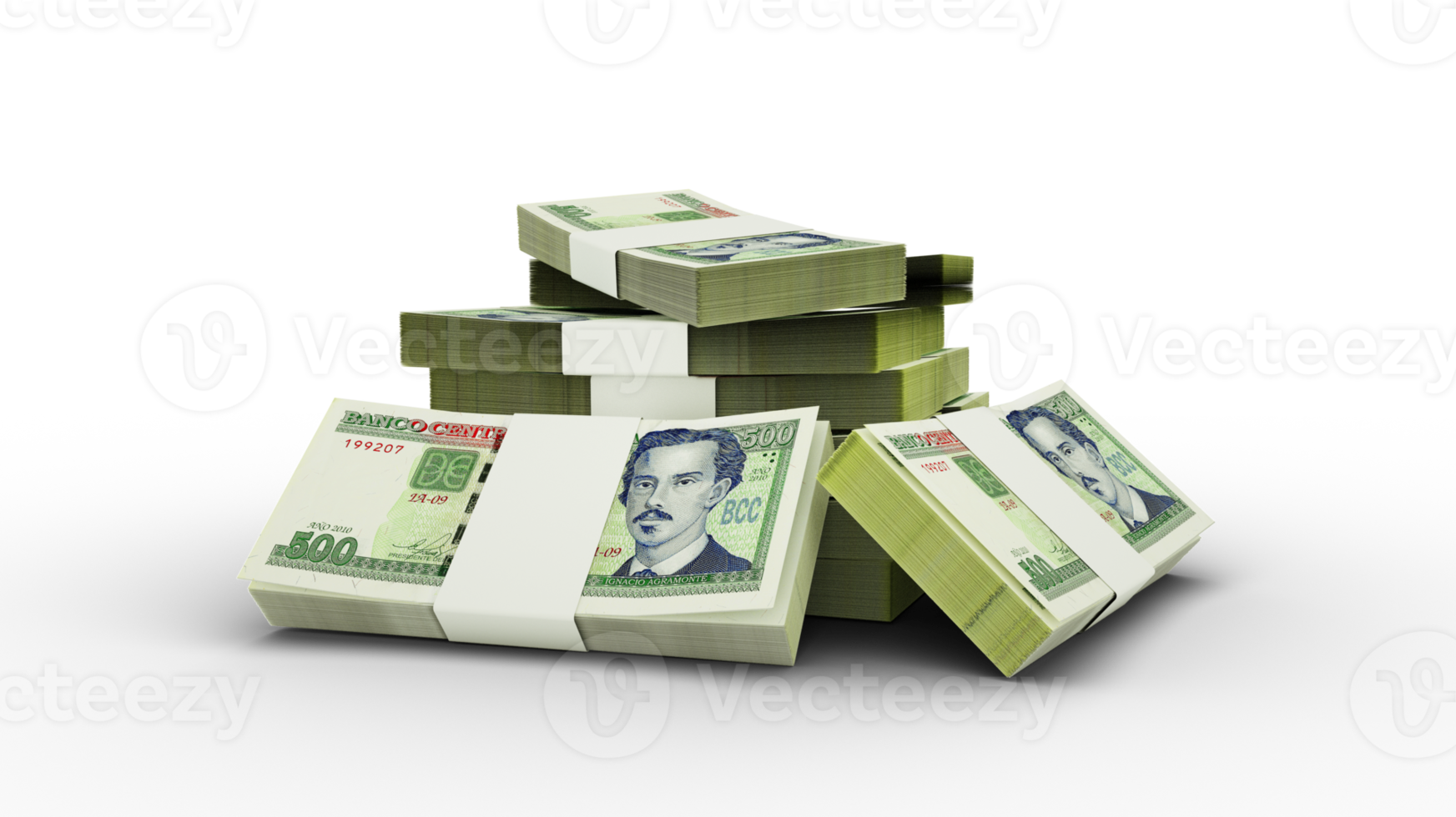 3d rendering of Stack of Cuban Peso notes. bundles of Cuban currency notes png