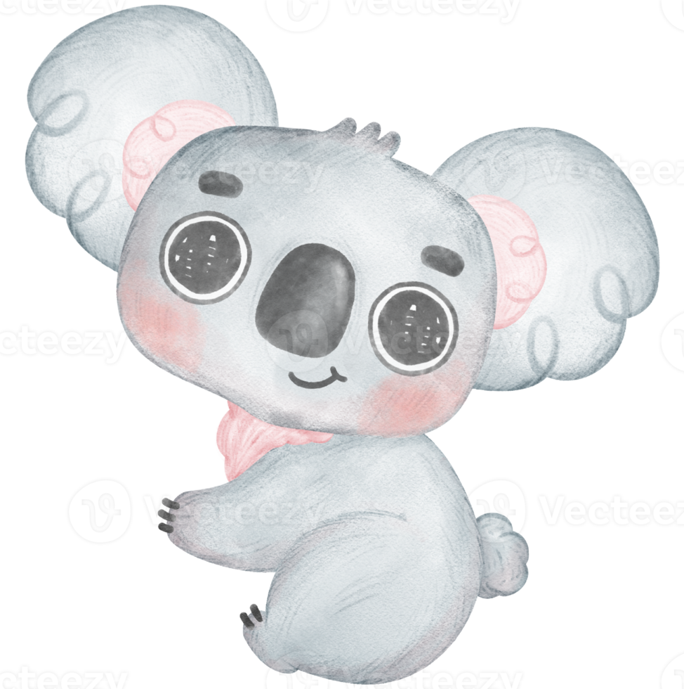 Cute and kawaii happy smile baby koala nursery wildlife animal watercolour hand painting png