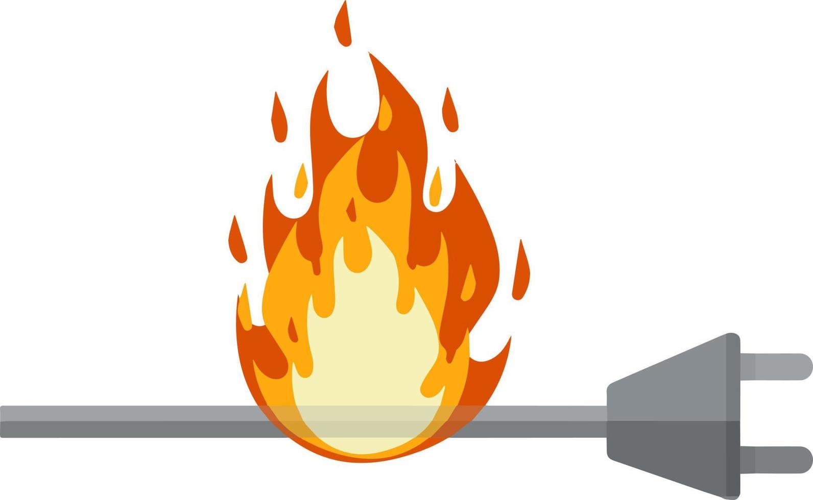 circuito eléctrico. choque, relámpagos rojos y chispas amarillas de la salida. conector y enchufe. sistema sobrecargado. el problema con el aparato. situación de incendio con humo y seguridad. vector