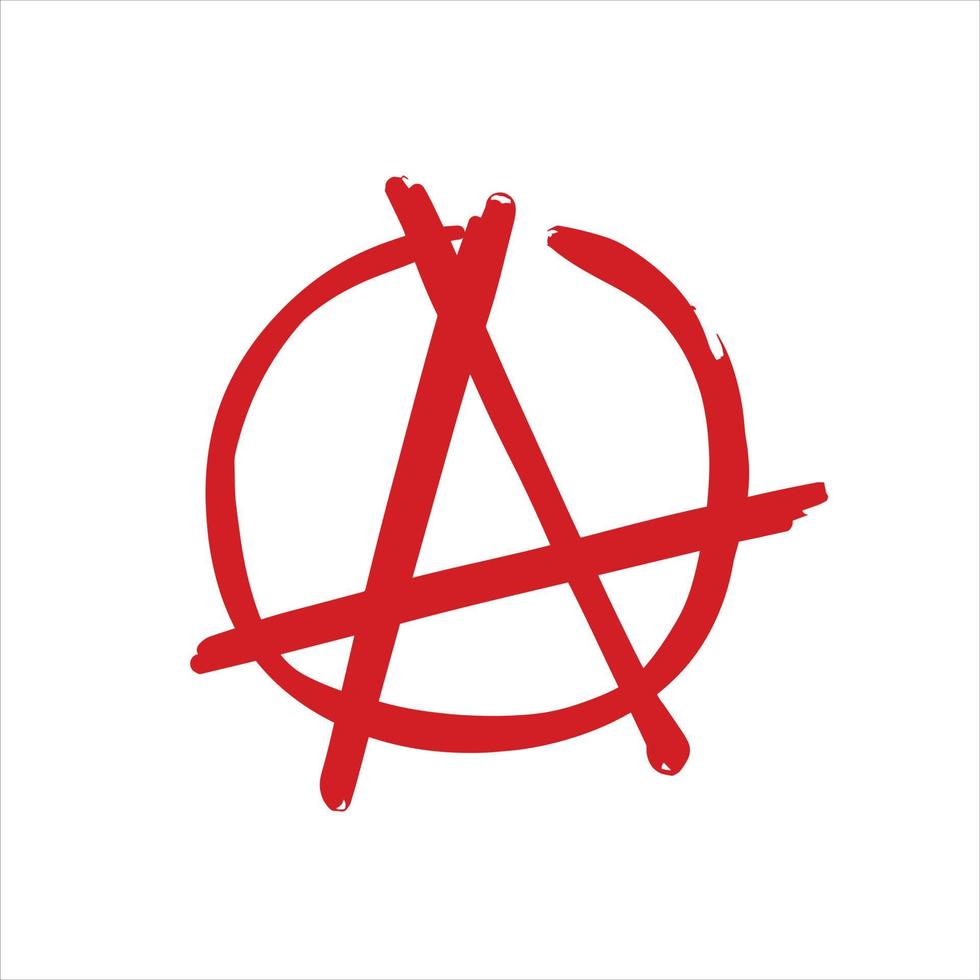 Anarchy. Letter A in the circle. Symbol of chaos and rebellion. Red brush icon. vector