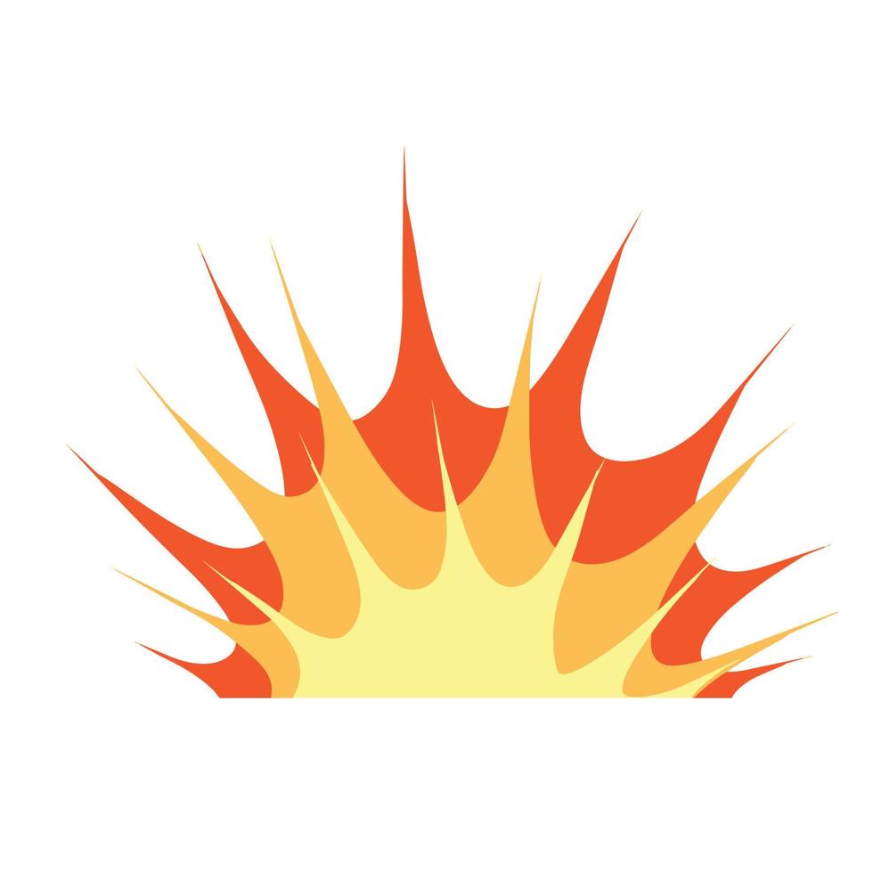 Comic boom explosion. Big cartoon fireball. Fire bang and exploding symbol isolated on white vector