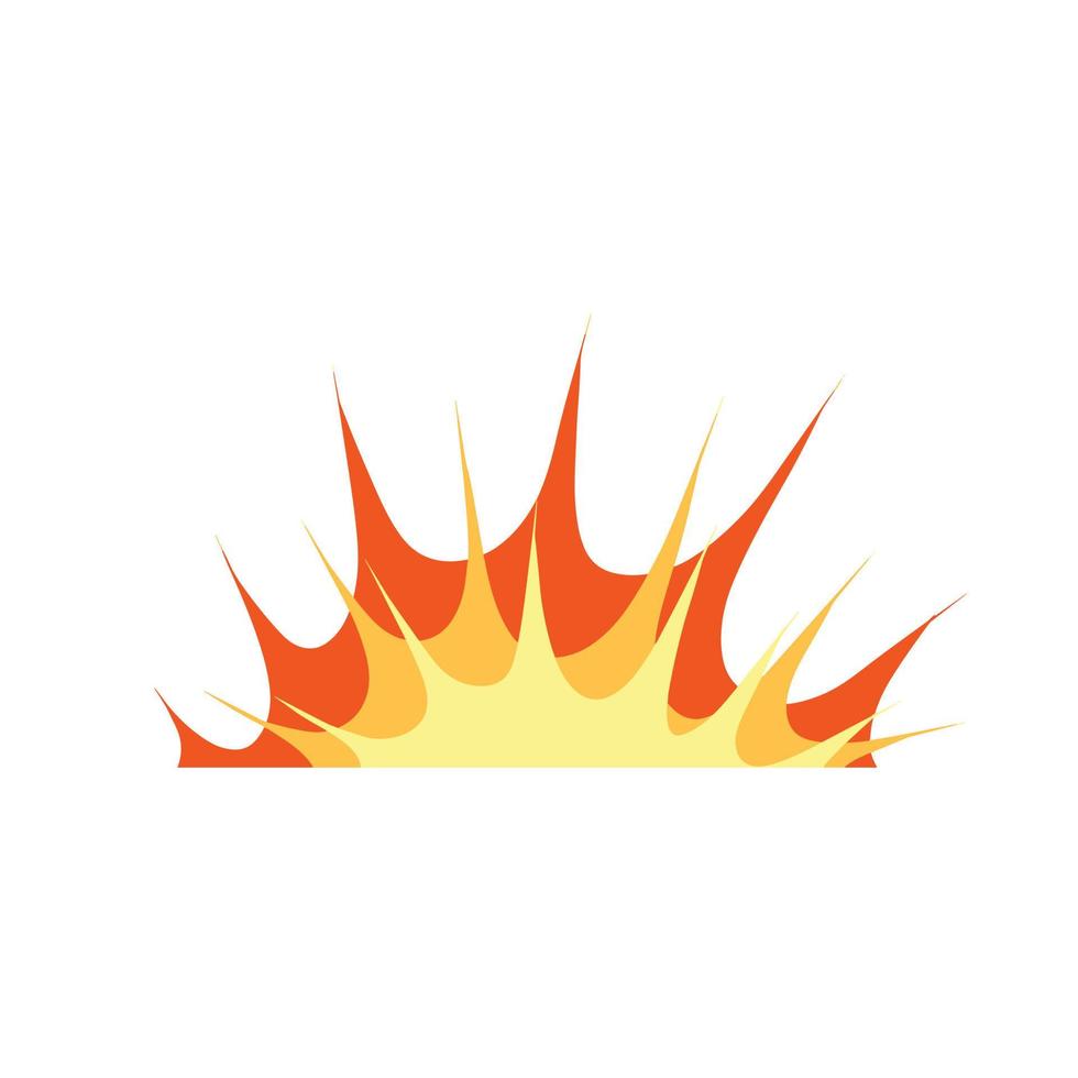Comic boom explosion. Big cartoon fireball. Fire bang and exploding symbol isolated on white vector