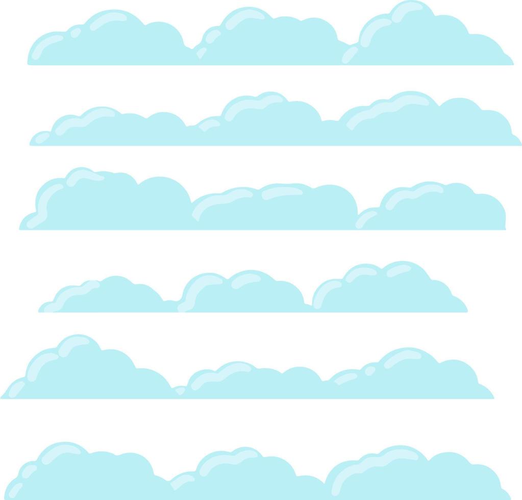 azul burbujas nube. aislado dibujos animados plano ilustración. blanco cielo y bueno verano clima. vector