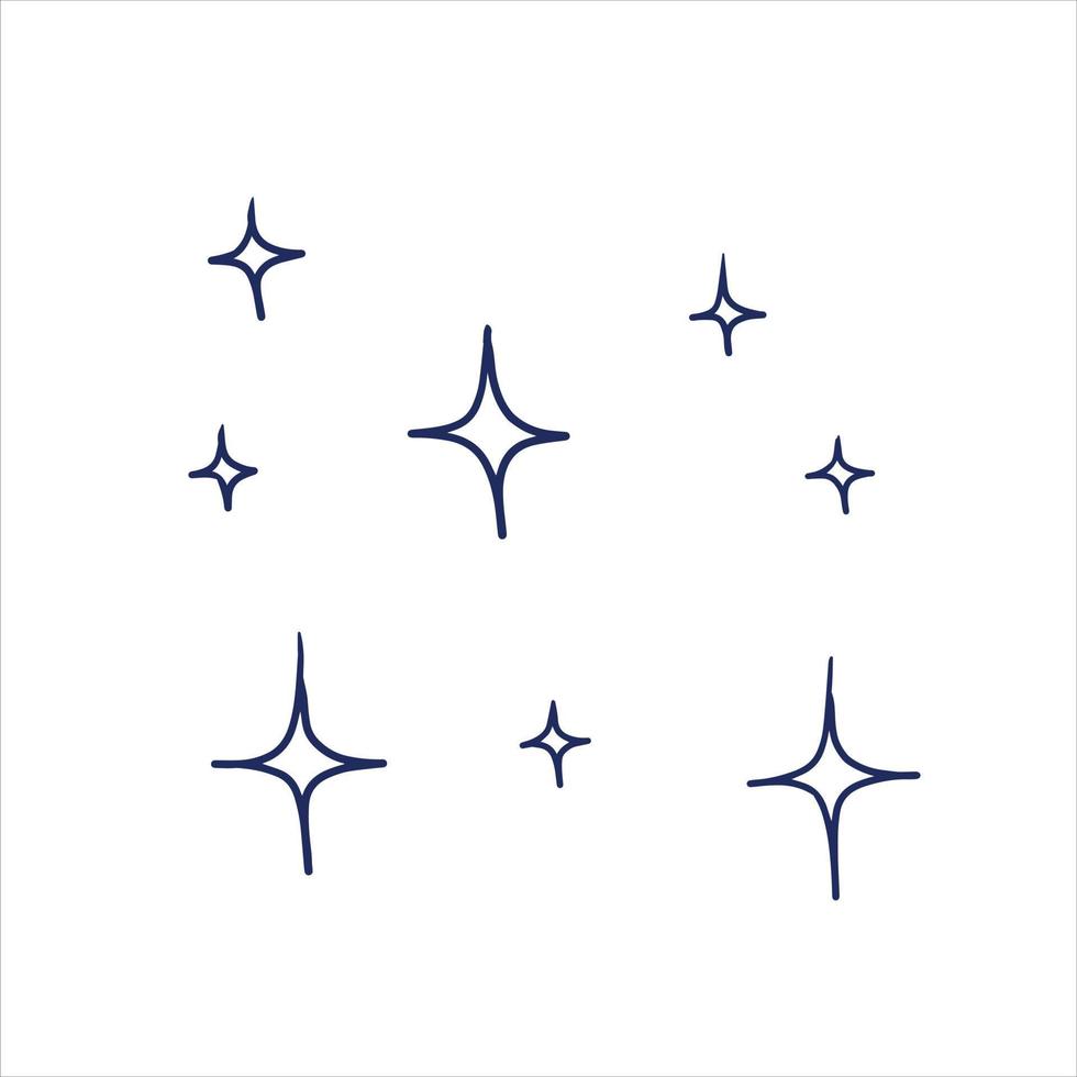 Hand Drawn Doodle star. Black and White Sparkling effect. vector