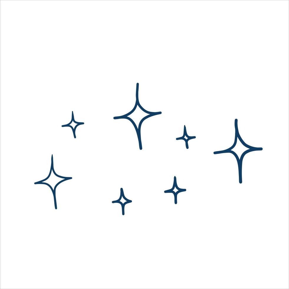 Hand Drawn Doodle star. Black and White Sparkling effect. vector