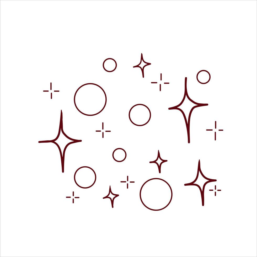 Hand Drawn Doodle star. Black and White Sparkling effect. vector