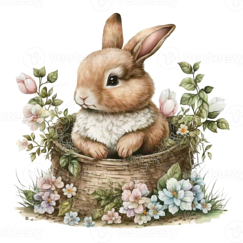 Easter Bunny Basket Clipart png