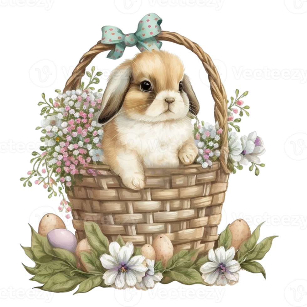 Easter Bunny Basket Clipart png