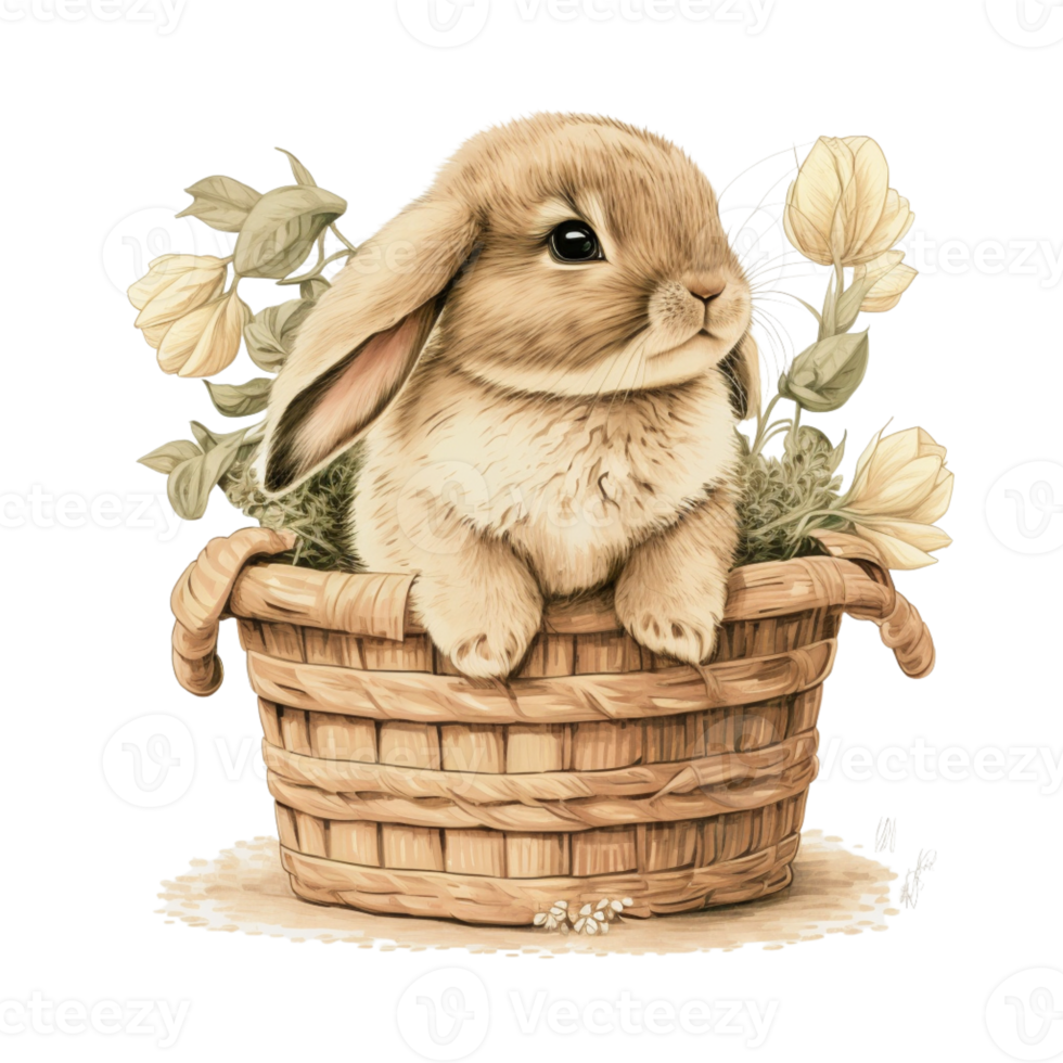 Easter Bunny Basket Clipart png