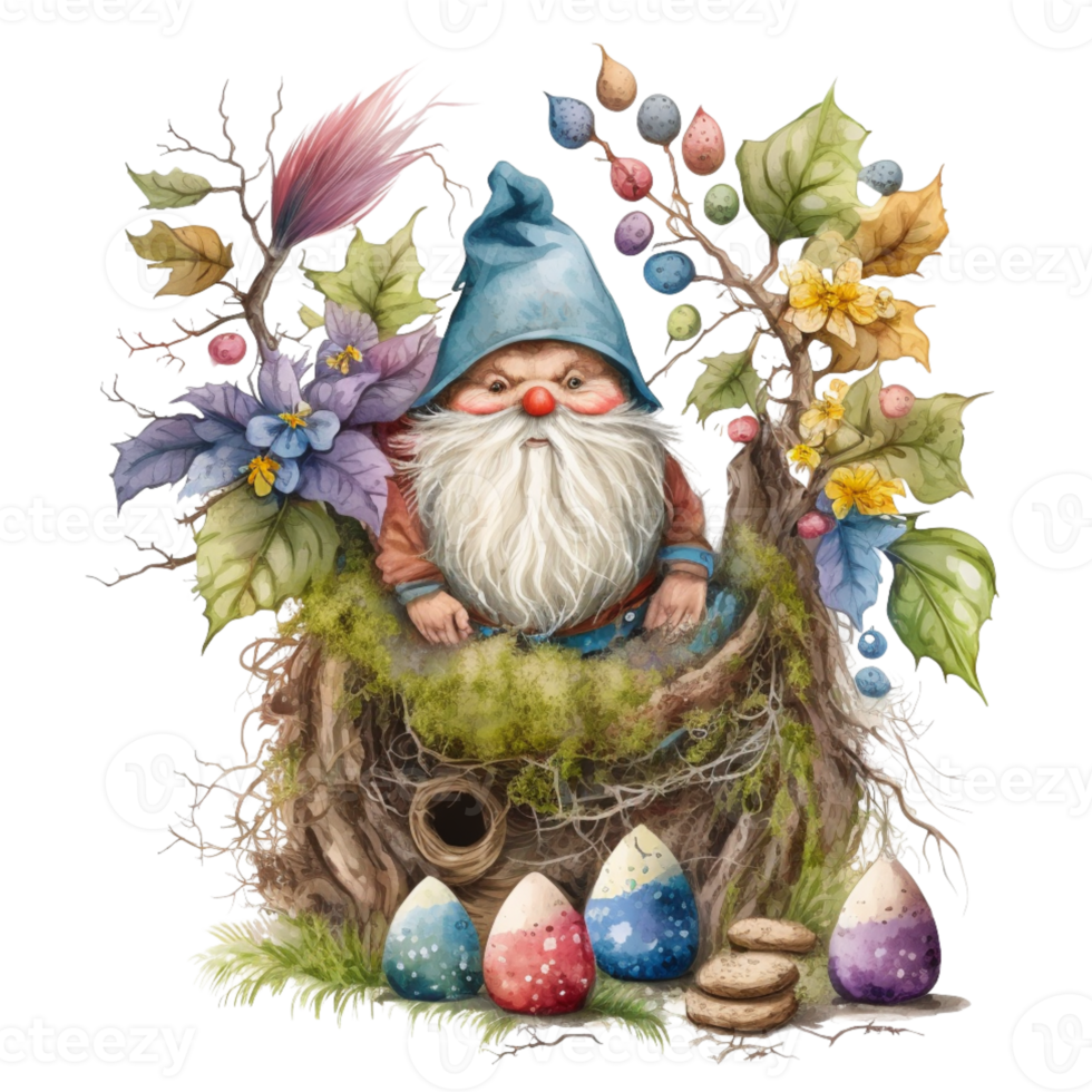 Easter Gnome and Eggs Basket Sublimation Design png