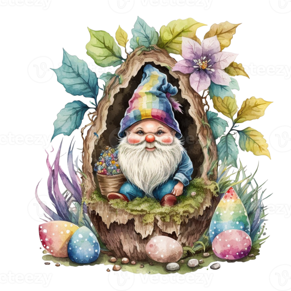 Easter Gnome and Eggs Basket Sublimation Design png