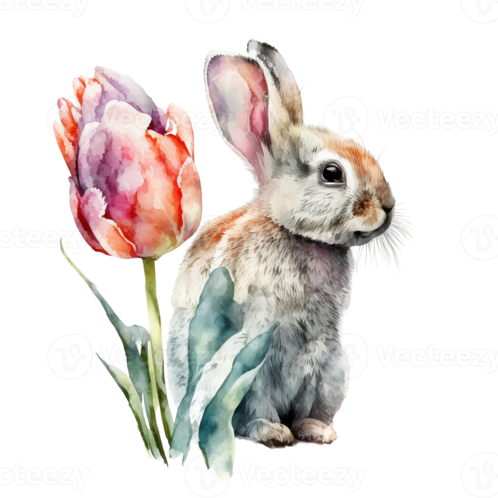 Spring Bunny Tulip Sublimation Clipart png