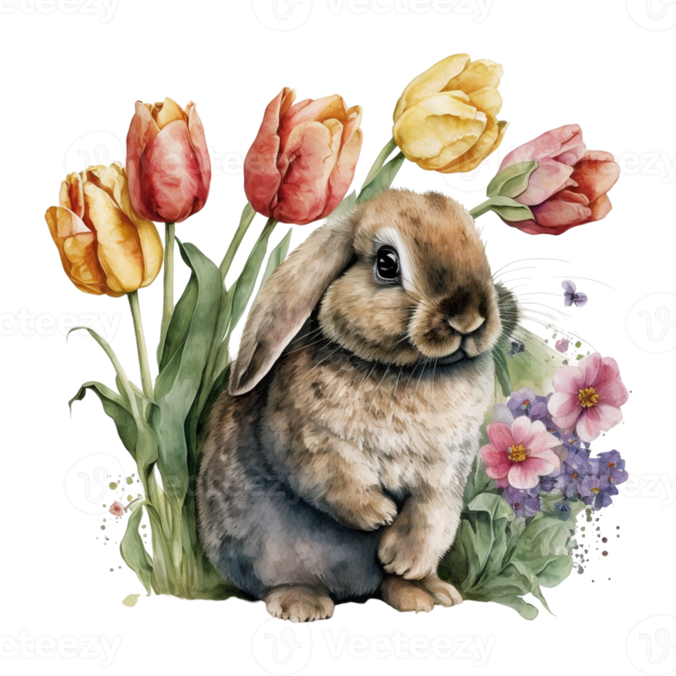 printemps lapin tulipe sublimation clipart png