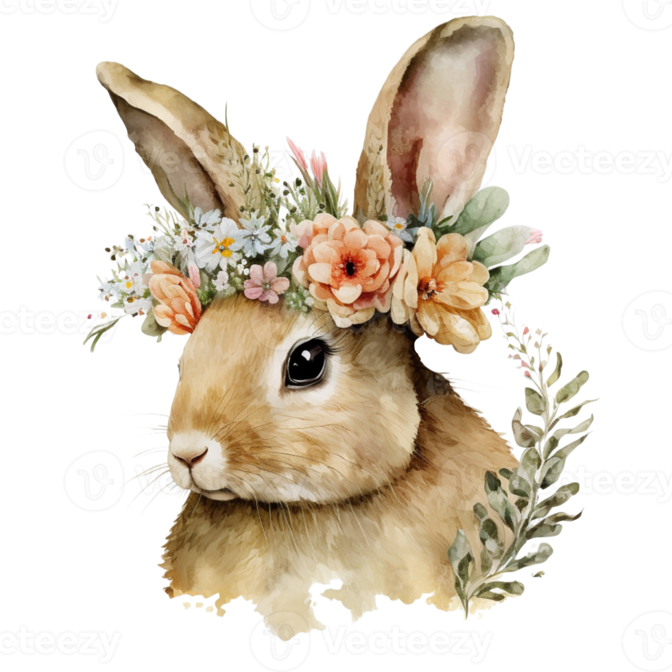 Watercolor Spring Bunny Sublimation Design Illustration png