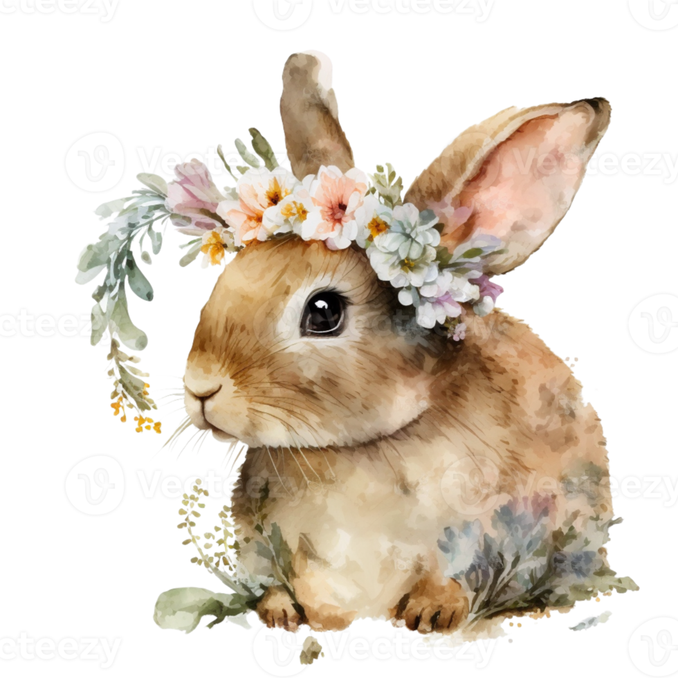 Watercolor Spring Bunny Sublimation Design Illustration png