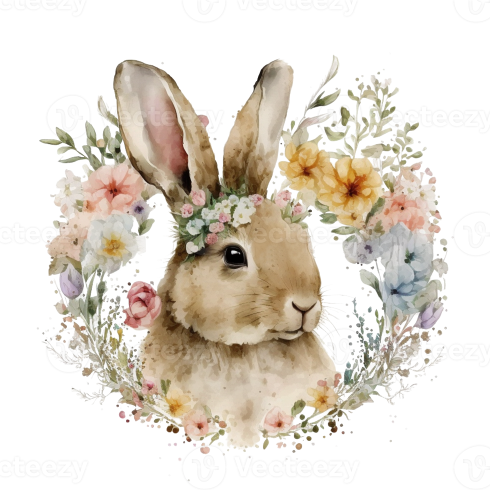 Watercolor Spring Bunny Sublimation Design Illustration png