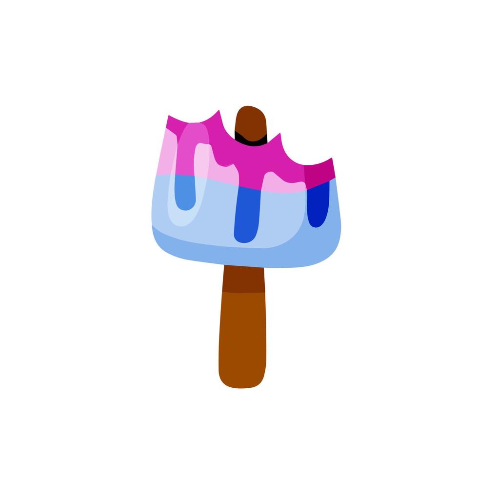 Ice cream cone. Sweet dessert with delicious balls. Cold food. vector