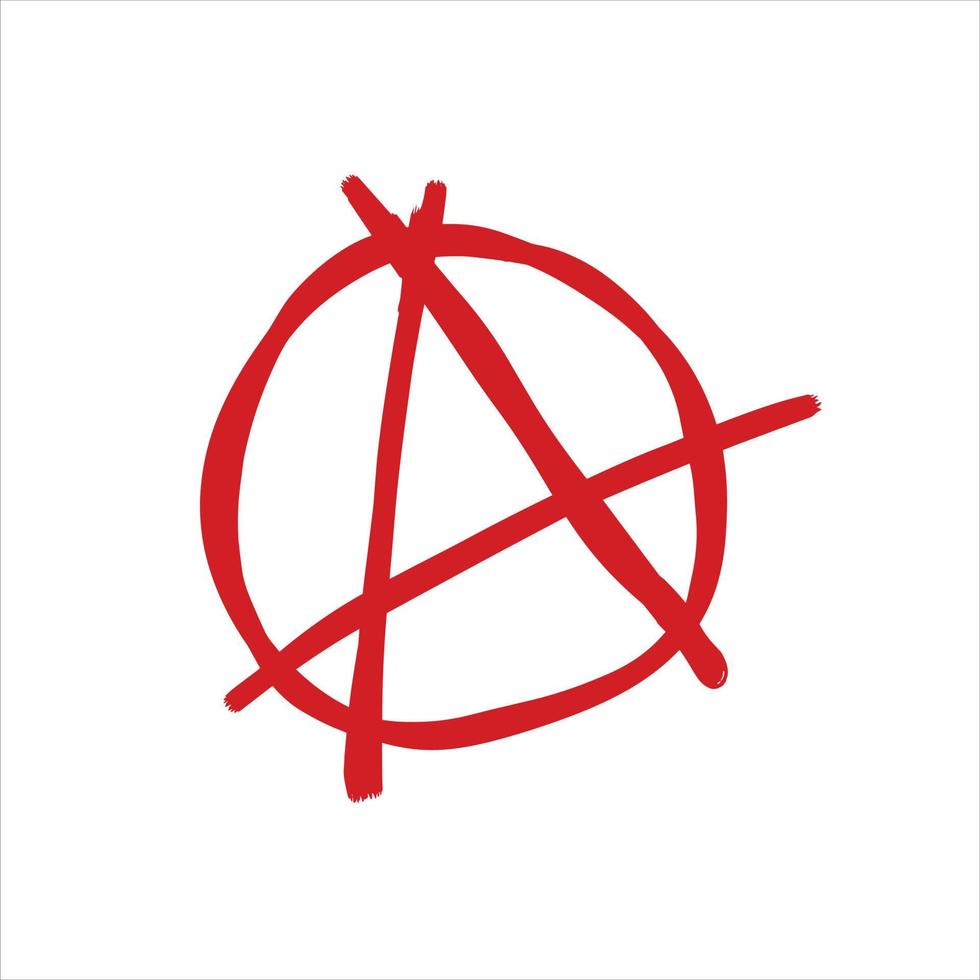 Anarchy. Letter A in the circle. Symbol of chaos and rebellion. Red brush icon. vector