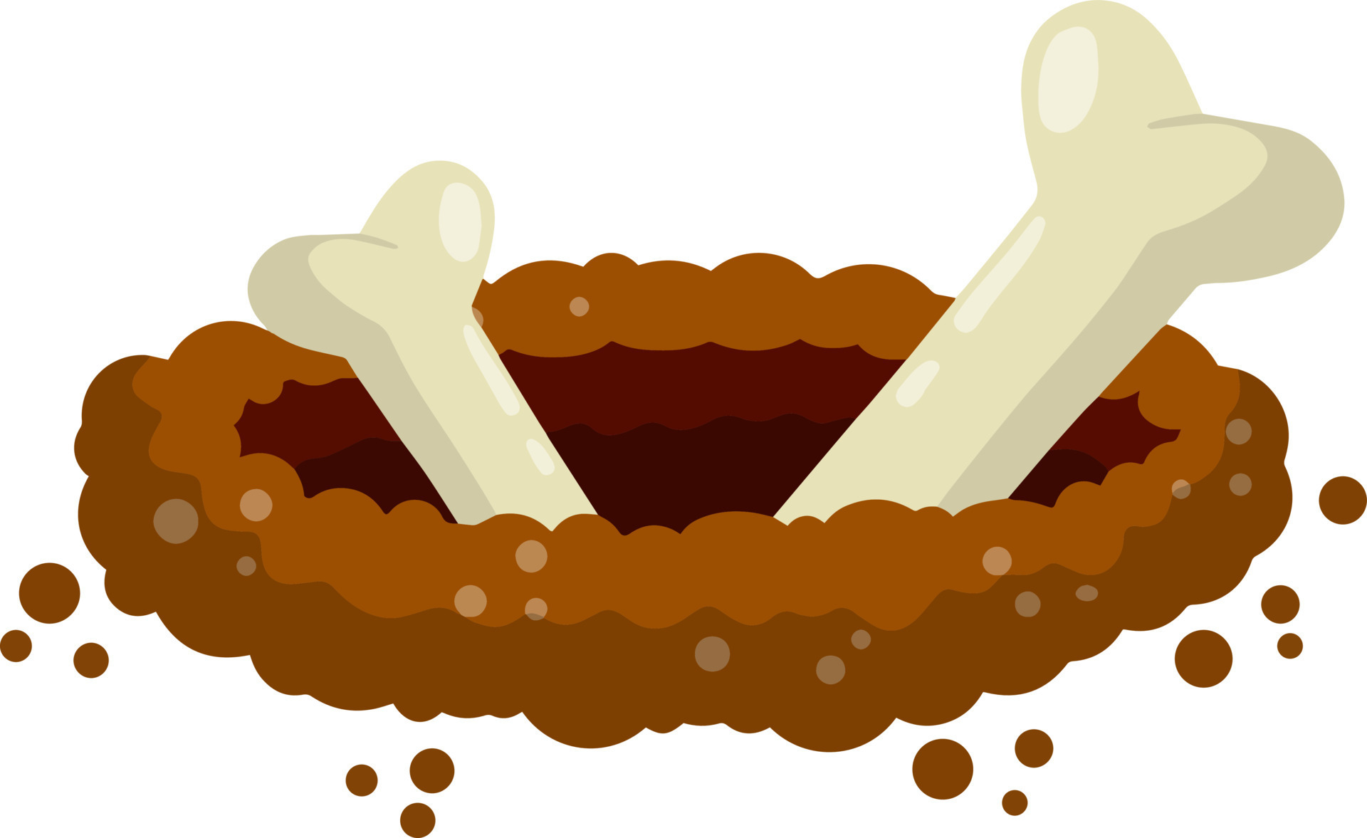 Hole in ground. Archaeology and excavations. Skeleton, burial and