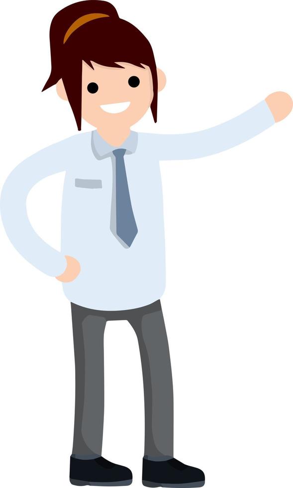 Successful businessman in strong pose. Happy man in suit and tie. Hands at the waist. Cartoon flat illustration. Office worker vector