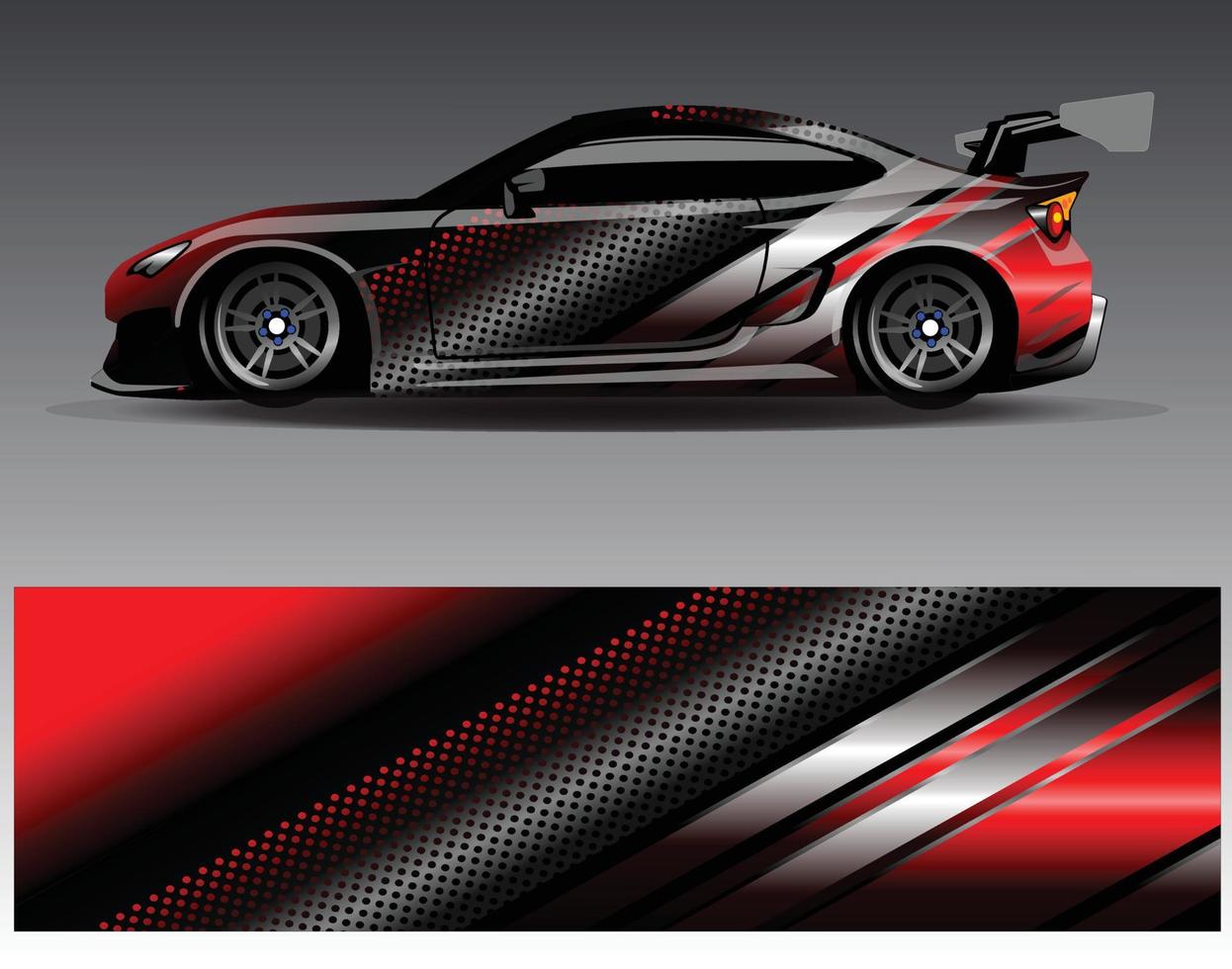 Car wrap design vector. Graphic abstract stripe racing background kit designs for wrap vehicle  race car  rally  adventure and livery vector