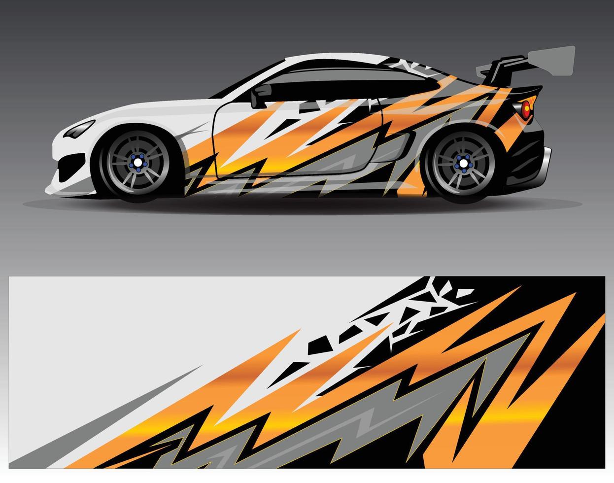 Car wrap design vector. Graphic abstract stripe racing background kit designs for wrap vehicle  race car  rally  adventure and livery vector