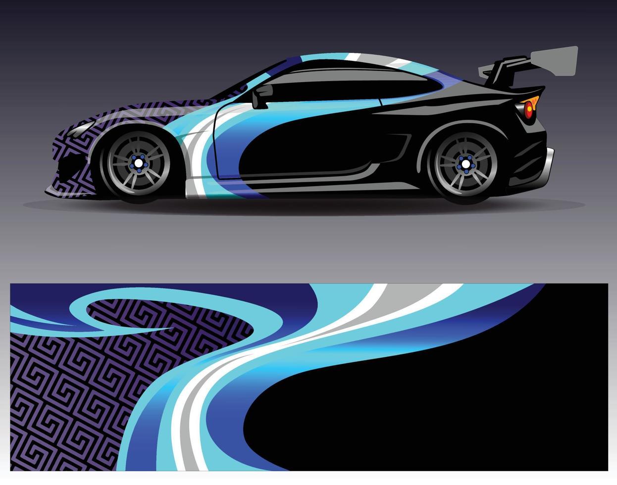 Car wrap design vector. Graphic abstract stripe racing background kit designs for wrap vehicle  race car  rally  adventure and livery vector