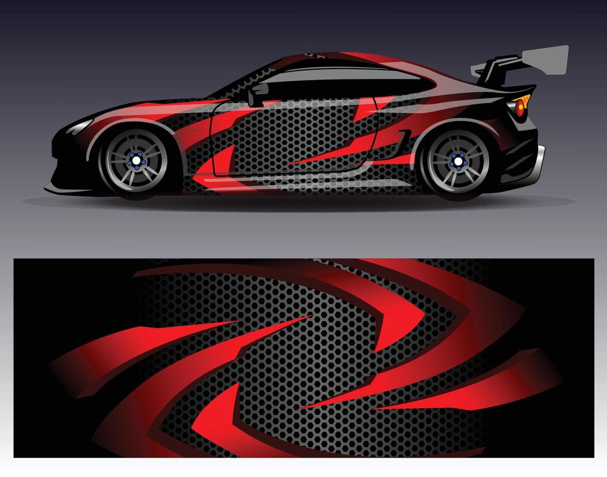 Car wrap design vector. Graphic abstract stripe racing background kit designs for wrap vehicle  race car  rally  adventure and livery vector