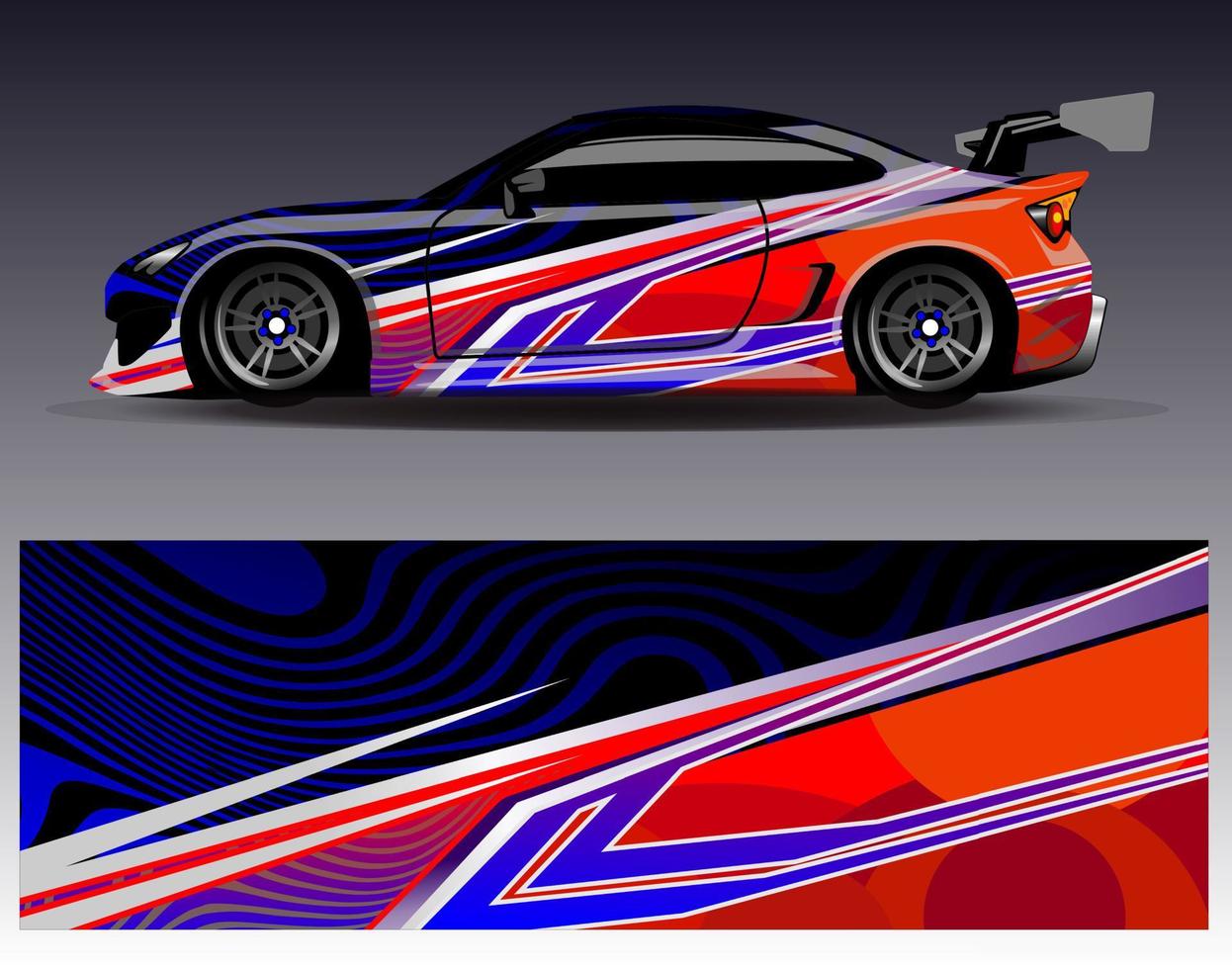 Car wrap design vector. Graphic abstract stripe racing background kit designs for wrap vehicle  race car  rally  adventure and livery vector