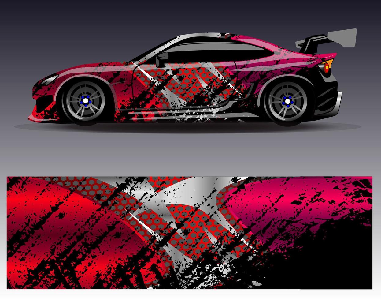 vector de diseño de envoltura de coche. Diseños de kits de fondo de carreras de franjas abstractas gráficas para envolver vehículos carrera de autos rally aventura y librea