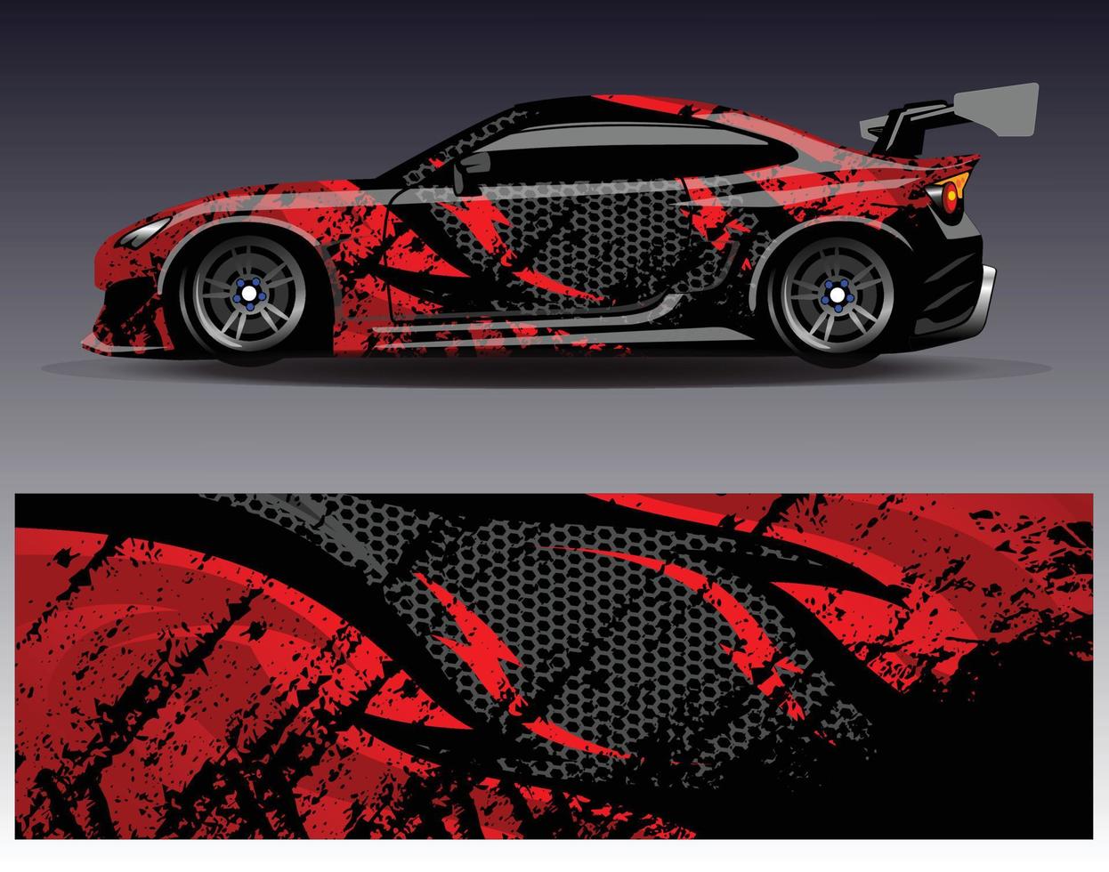 Car wrap design vector. Graphic abstract stripe racing background kit designs for wrap vehicle  race car  rally  adventure and livery vector