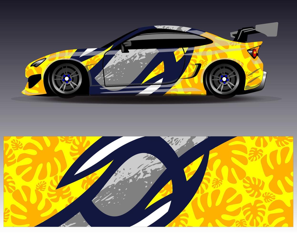 vector de diseño de envoltura de coche. Diseños de kits de fondo de carreras de franjas abstractas gráficas para envolver vehículos carrera de autos rally aventura y librea