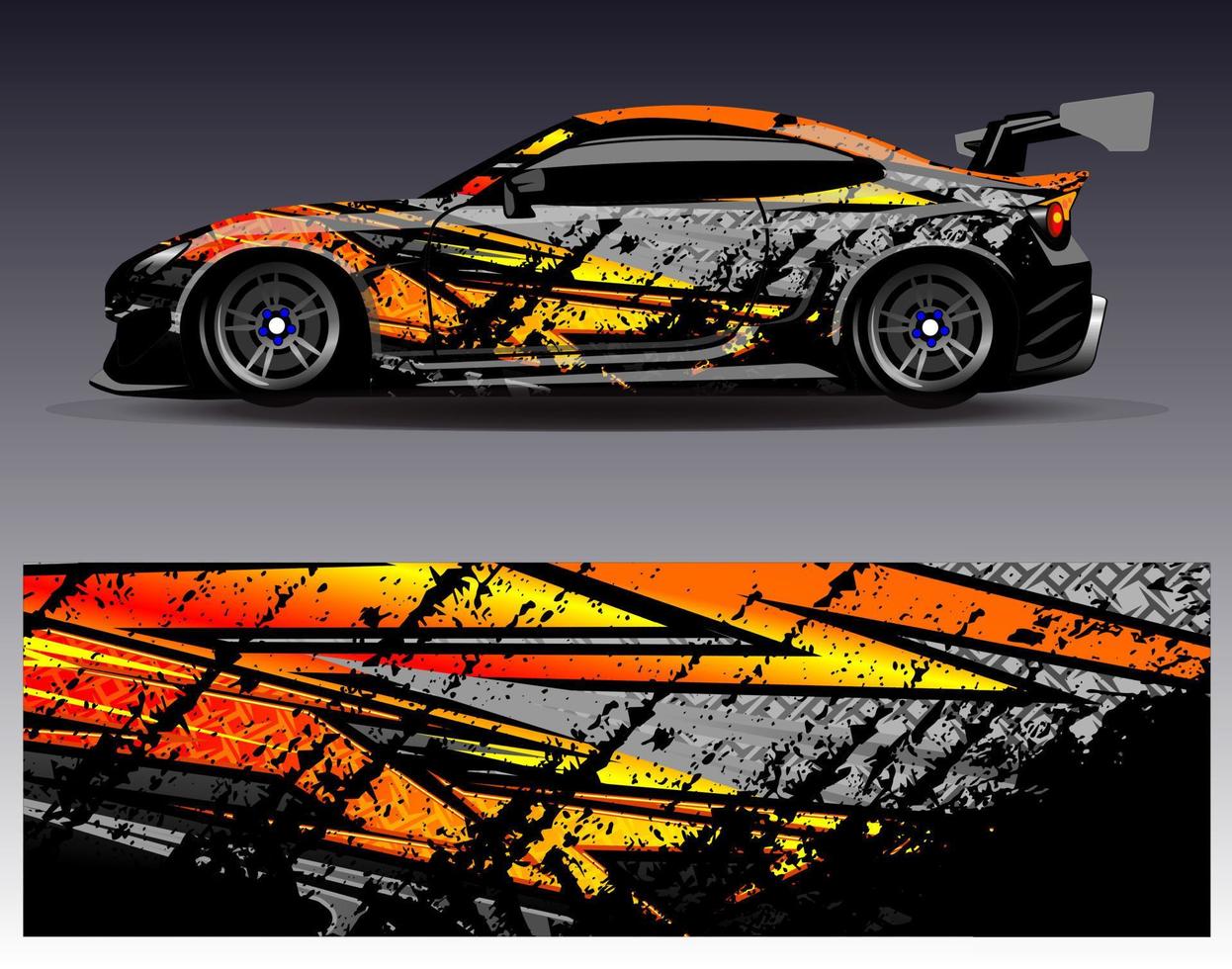 Car wrap design vector. Graphic abstract stripe racing background kit designs for wrap vehicle  race car  rally  adventure and livery vector